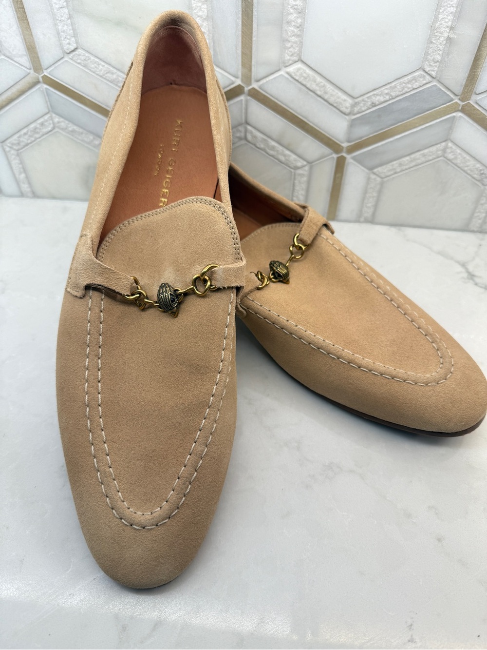 KURT GEIGER ALTON SUEDE LOAFER MENS 11.5 CHAIN ACCENT